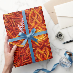 Abstraktes Mandala Feuerrotes Thread-Wrap-Papier Geschenkpapier
