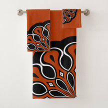 Abstraktes Mandala in Schwarz und Orange