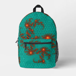 Abstraktes Mandala-Muster in Türkis und Schwarz Bedruckter Rucksack
