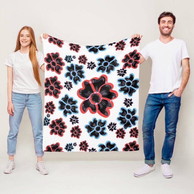 Abstraktes Mandala-Muster, rot Fleecedecke (Beispiel)