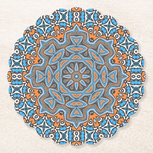 Abstraktes Mandala-Rundmuster Kaleidosco Untersetzer (Vorderseite)