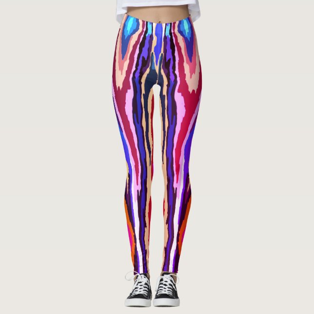 Abstraktes Margilan-Muster, Ikat-Design-Frauen Leggings (Vorderseite)