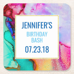 Abstraktes Marmor in Rosa und Türkis Rechteckiger Pappuntersetzer