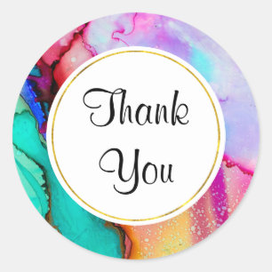 Abstraktes Marmor in Rosa und Türkis Runder Aufkleber