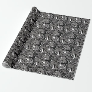 Abstraktes Marmorbild Schwarz Geschenkpapier