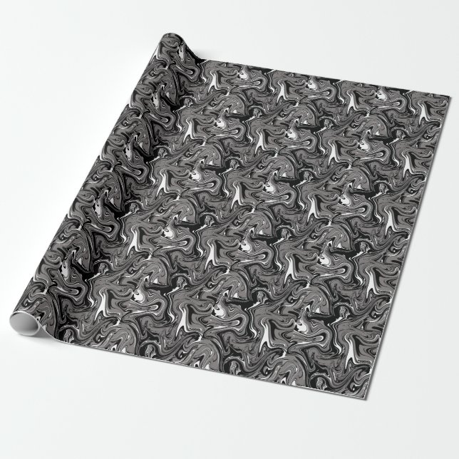 Abstraktes Marmorbild Schwarz Geschenkpapier (Ungerollt)