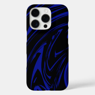 Abstraktes Marmordesign in Schwarz und Blau iPhone 16 Pro Hülle