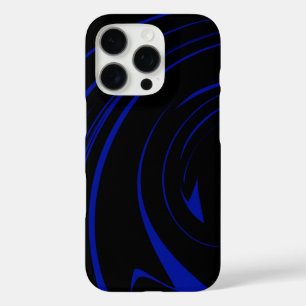Abstraktes Marmordesign in Schwarz und Blau iPhone 16 Pro Hülle