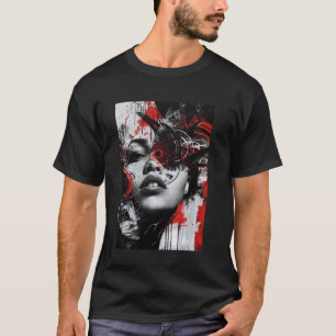 Abstraktes mechanisches Porträt Avantgarde-Grunge- T-Shirt