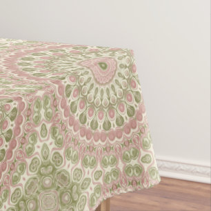 Abstraktes Medallion-Design in Rosa und Grün Tischdecke