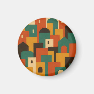 Abstraktes mediterranes Dorf geometrisch Magnet