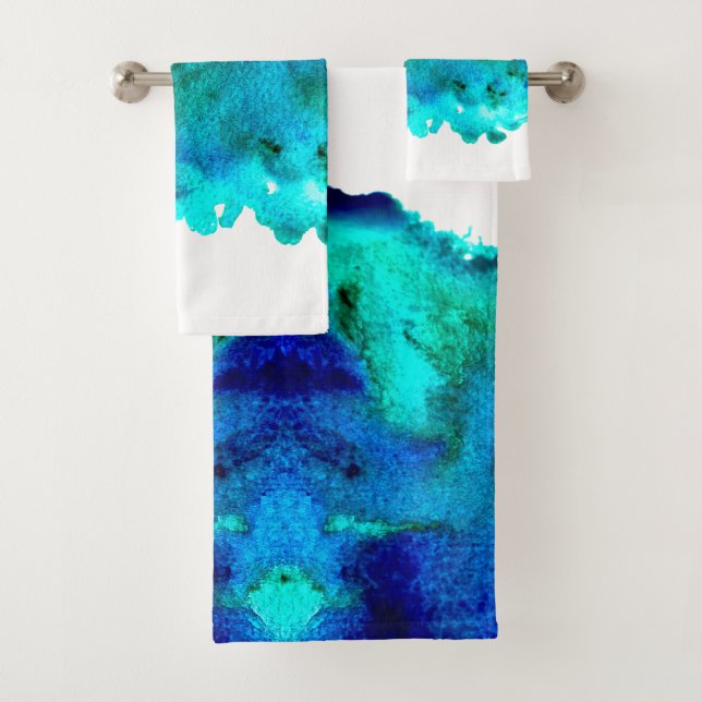 abstraktes Meerwasser-Design Badhandtuch Set (Insitu)