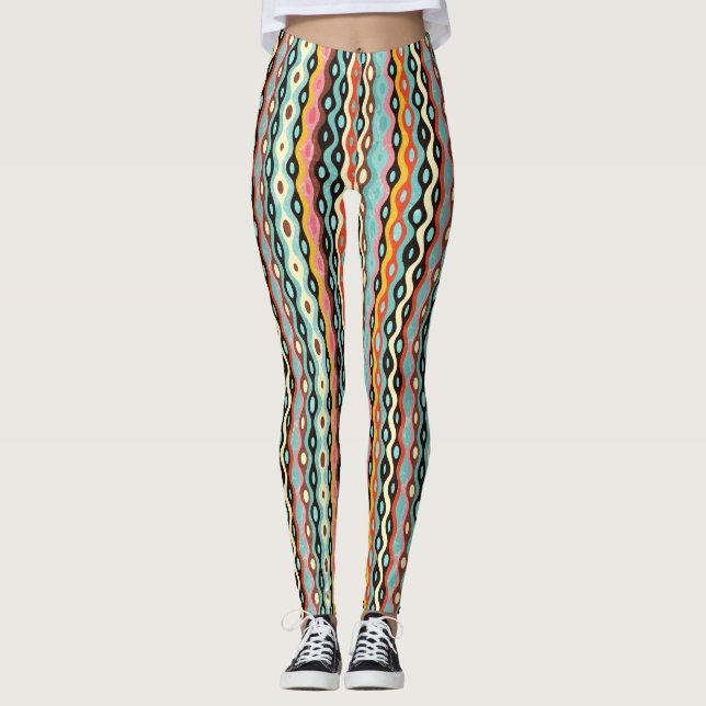 Abstraktes Mehrfarbenmuster Leggings (Vorderseite)