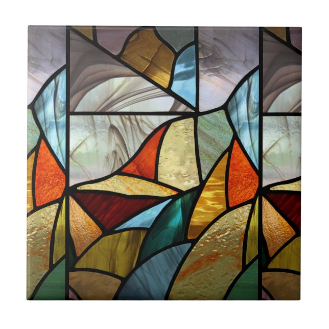 Abstraktes mehrfarbiges Glas Fliese (Vorderseite)