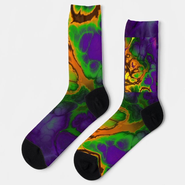 Abstraktes mehrfarbiges Malmuster Socken (Linkes Detail)
