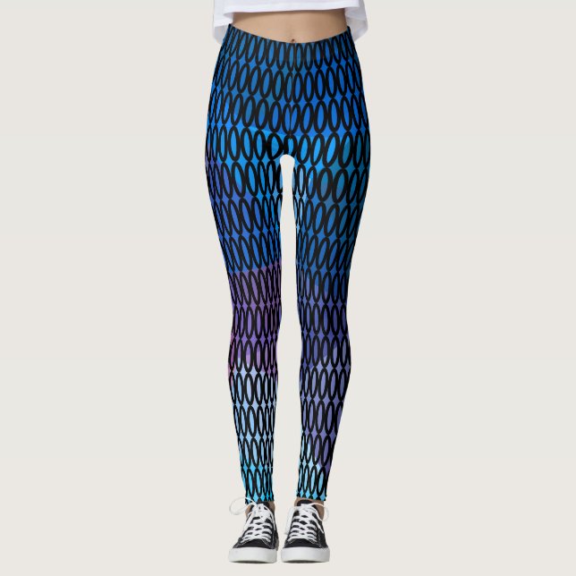 Abstraktes, mehrfarbiges Muster, Maschenmuster, Sp Leggings (Vorderseite)