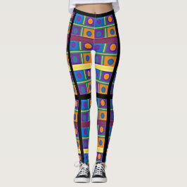 Abstraktes mehrfarbiges Muster mit Quadraten und P Leggings