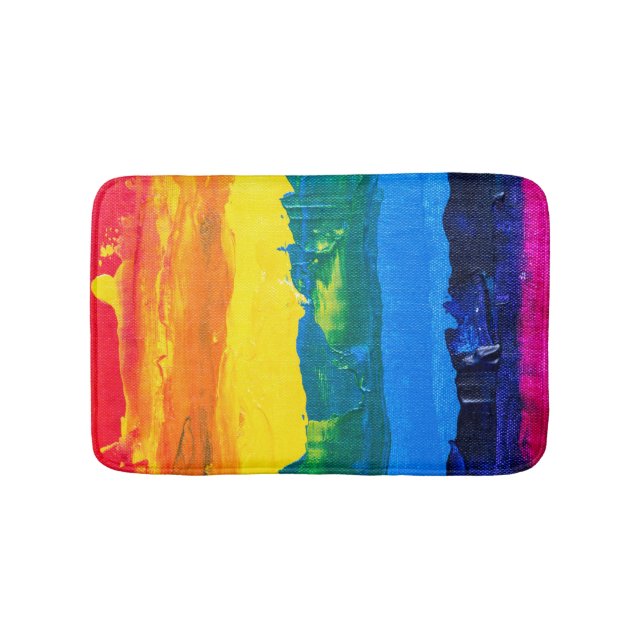 Abstraktes mehrfarbiges Streifendesign Badematte (Vorderseite)