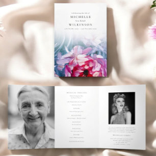 Abstraktes Memoryprogramm mit Aquamarin rosa Blume Dreifach-gefaltete Programmkarte