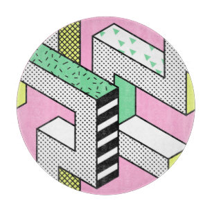 Abstraktes Memphis: Geometrische Formen der 80er J Schneidebrett