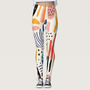 Abstraktes Memphis-Organisches-Formen-Muster Leggings