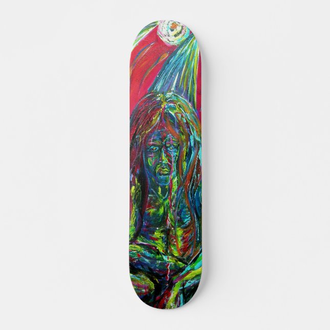 Abstraktes Menschenöl auf Leinwand Skateboard (Vorne)