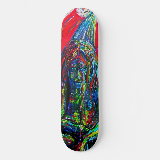 Abstraktes Menschenöl auf Leinwand Skateboard (Vorderseite)