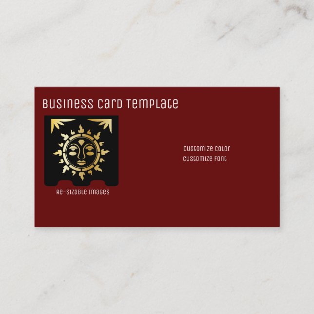 Abstraktes Metallic Gold Sun Aztec Visitenkarte (Vorderseite)