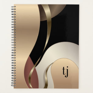 Abstraktes metallisches Muster mit Monogramm-Initi Planer