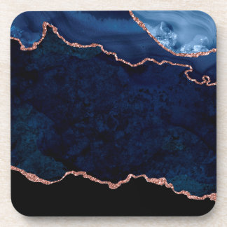 Abstraktes Midnight Blue Agate Glitzer-Muster Getränkeuntersetzer