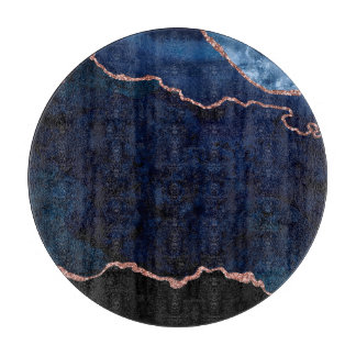 Abstraktes Midnight Blue Agate Glitzer-Muster Schneidebrett