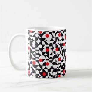 Abstraktes minimales geometrisches Schwarz-Weiß-Ro Kaffeetasse