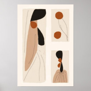 Abstraktes minimalistisches Frau-Wandkunst-Set M Poster
