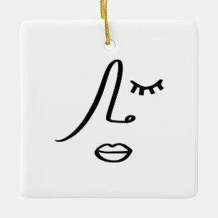 Abstraktes minimalistisches Gesicht modernes Art D Keramikornament
