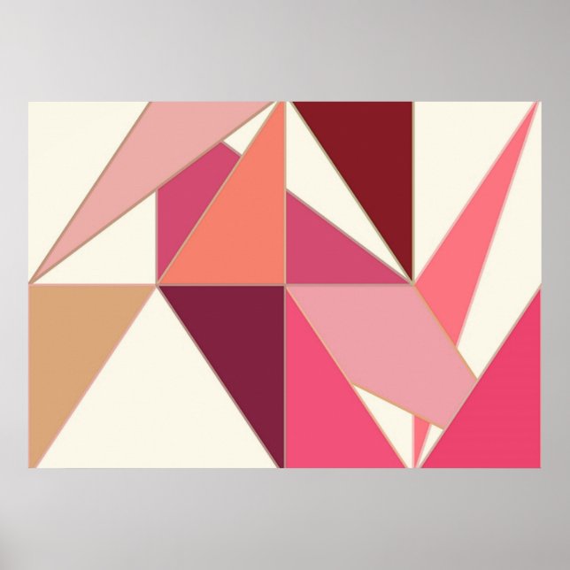 Abstraktes Mittelalter, Dreiecke - Korallen, Beige Poster (Vorne)