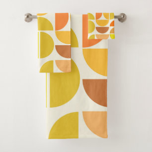 Abstraktes Mittelalter moderne Kreisen orange gelb Badhandtuch Set