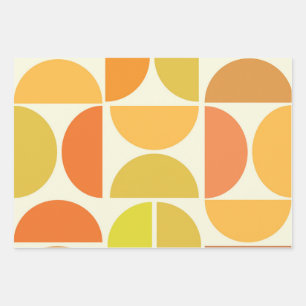 Abstraktes Mittelalter moderne Kreisen orange gelb Geschenkpapier Set