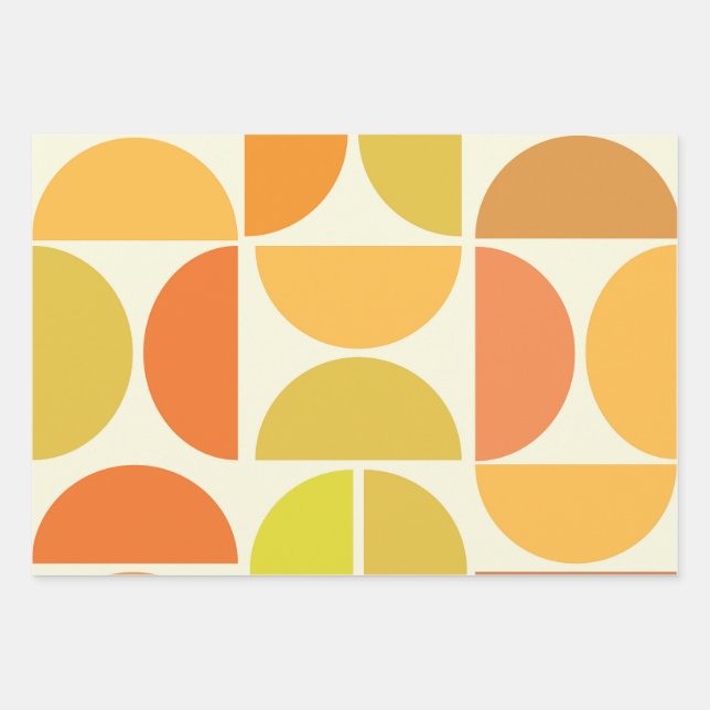 Abstraktes Mittelalter moderne Kreisen orange gelb Geschenkpapier Set (Vorderseite)