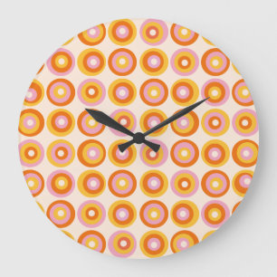 Abstraktes Mittelklasse-Orange-Kreismuster Große Wanduhr