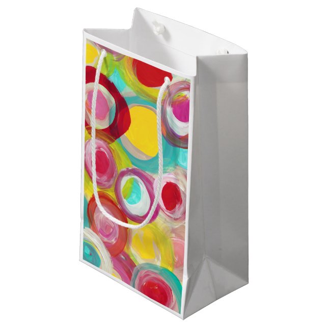 Abstraktes moderne Kunst-Kreis-Malerei-Party Kleine Geschenktüte (Vorderseite Schrägansicht)