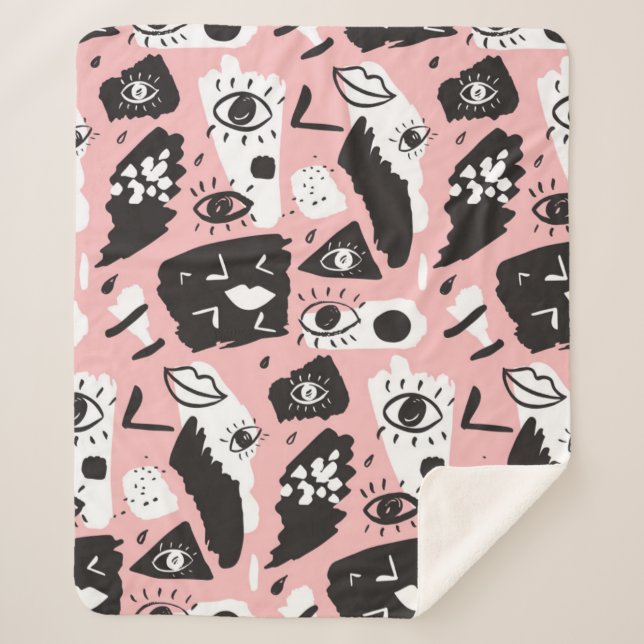 Abstraktes modernes Augen-u. Lippenmuster Sherpadecke (Vorderseite)