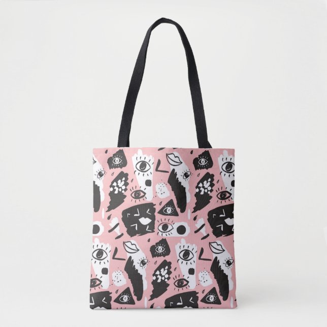 Abstraktes modernes Augen-u. Lippenmuster Tasche (Vorderseite)