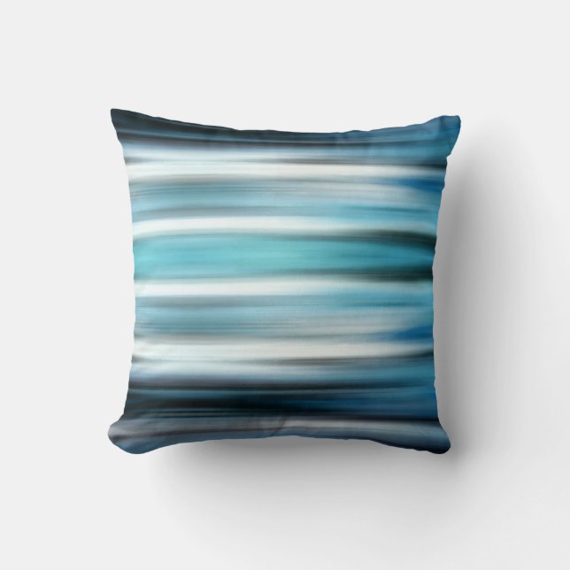 Abstraktes modernes blaues aquamarines Kissen (Vorderseite)