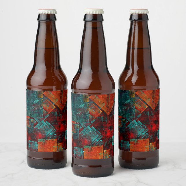 Abstraktes, modernes, Cooles künstlerisches Muster Bierflaschenetikett (Flaschen)