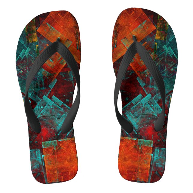 Abstraktes, modernes, Cooles künstlerisches Muster Flip Flops (Fußbett)