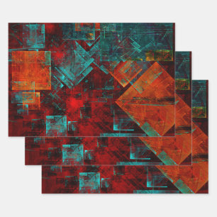 Abstraktes, modernes, Cooles künstlerisches Muster Geschenkpapier Set