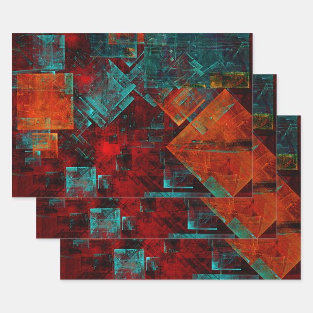 Abstraktes, modernes, Cooles künstlerisches Muster Geschenkpapier Set (Set)