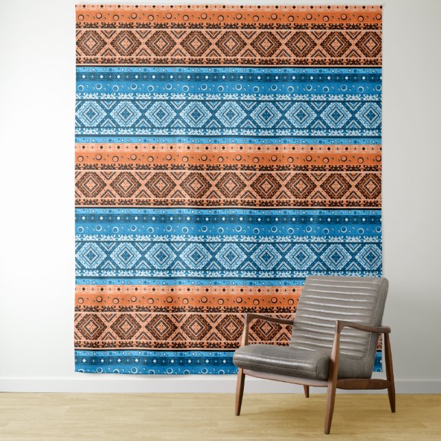 Abstraktes modernes Dekor mit geometrischen Orname Wandteppich (Beispiel)