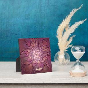Abstraktes modernes Fraktal Berry Colors Name Fotoplatte