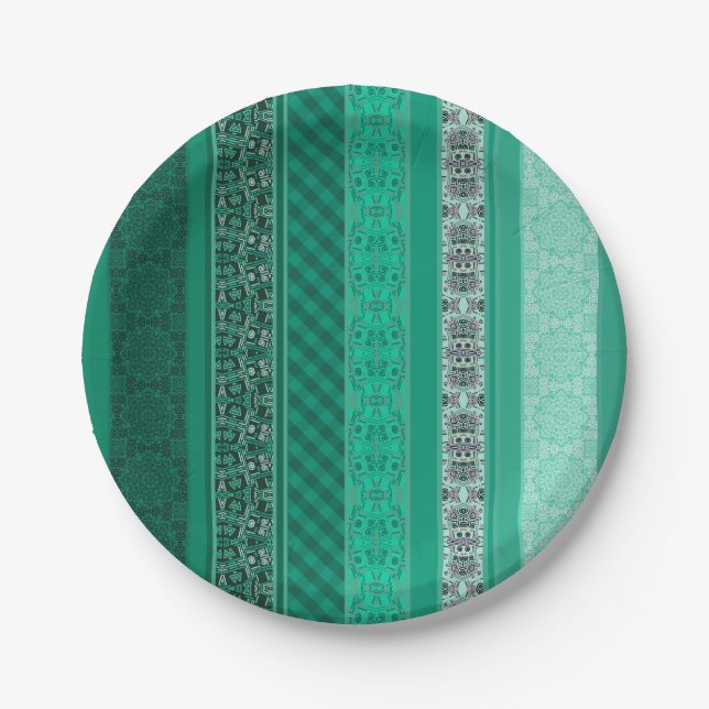 Abstraktes modernes geometrisches Retropflaster Pappteller (Vorderseite)